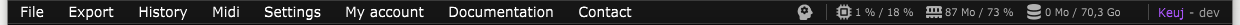 The menu bar at the top of the window, with the menus from File to Contact and, on the right, the application indicators.