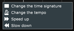 The four-item right-click menu opened on a free beat of the timeline.
